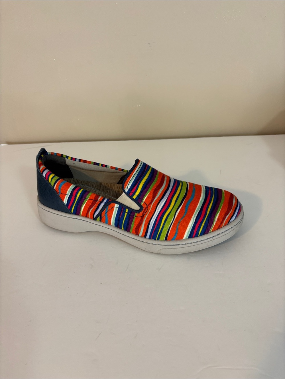 Dansko Belle Colorful Striped Canvas Slip on Sneaker Shoes Size 41